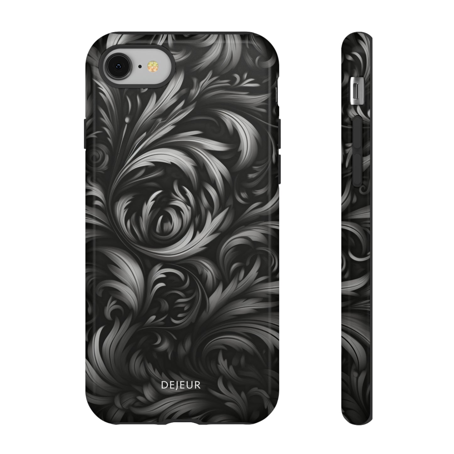 Dark Grey Floral - iPhone Tough Case