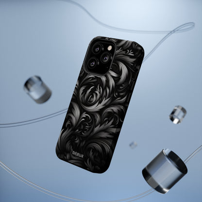 Dark Grey Floral - iPhone MagSafe Tough Case