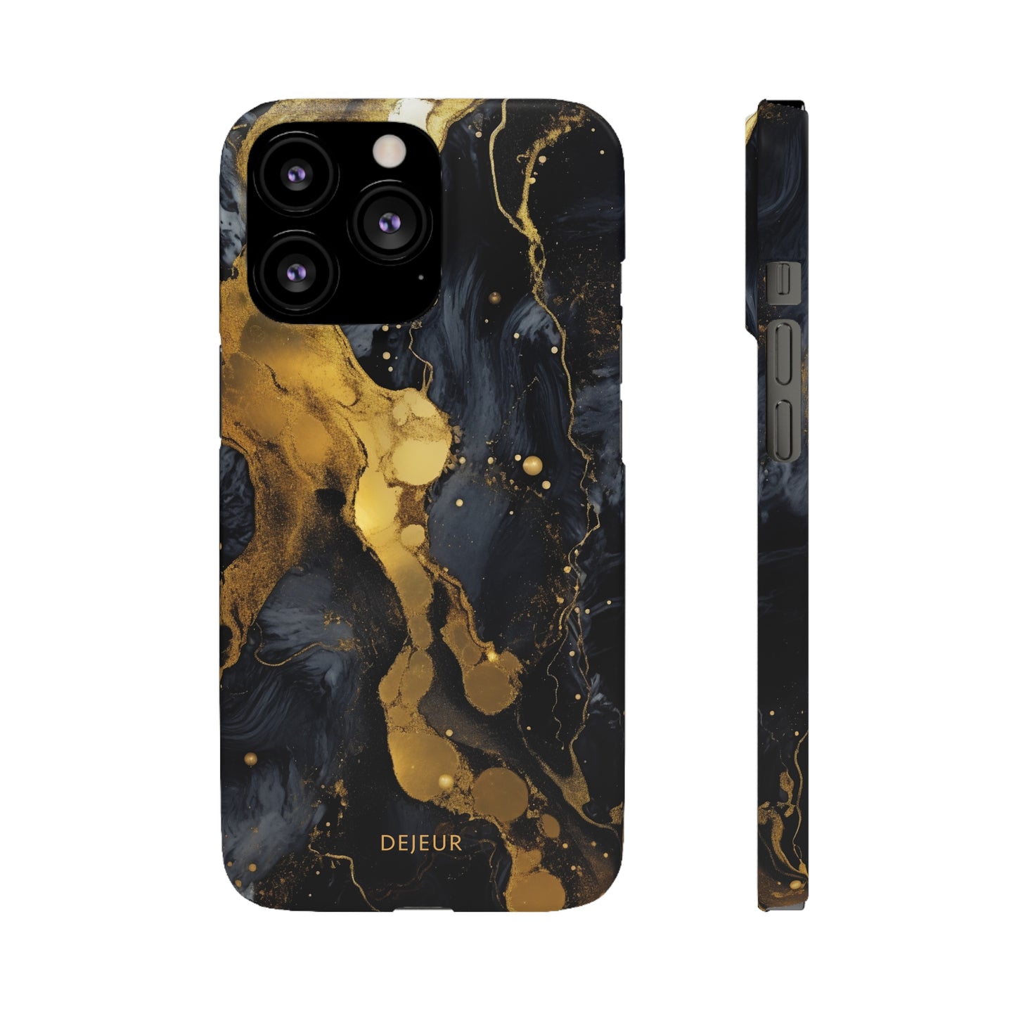 Metallic Gold Dark Marble - iPhone Snap Case