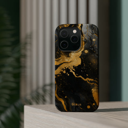 Gold & Black Marble - iPhone MagSafe Tough Case