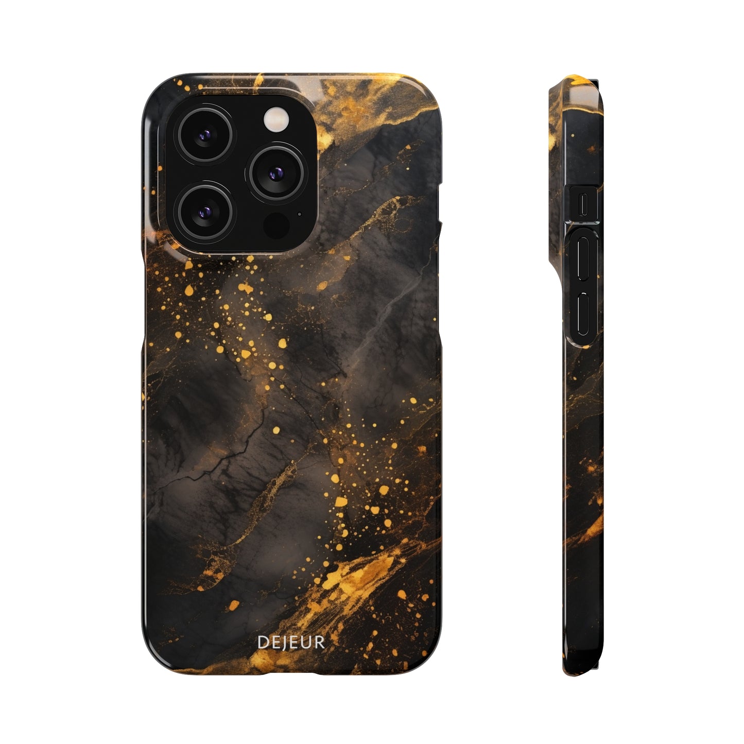 Black Gold Speckled Marble - iPhone Snap Case