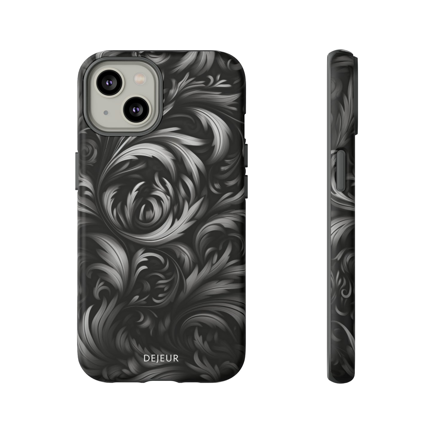 Dark Grey Floral - iPhone Tough Case