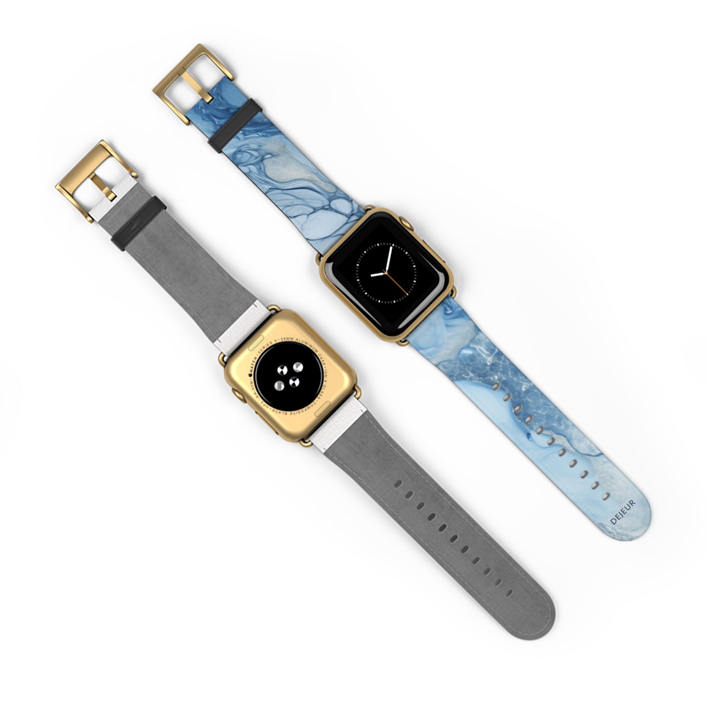 Sky Blue Marble - Leather Apple Watch Band