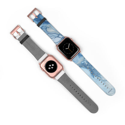 Sky Blue Marble - Leather Apple Watch Band