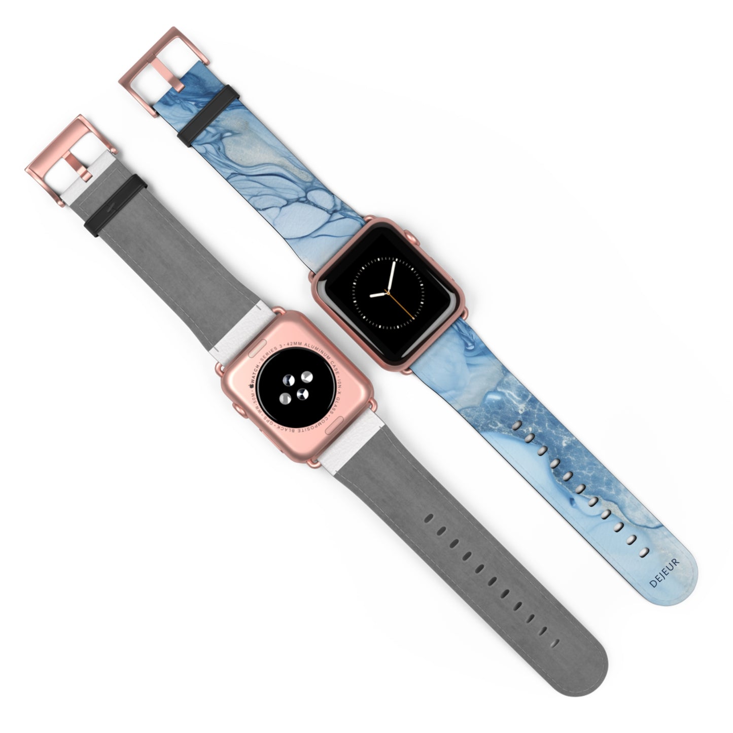 Sky Blue Marble - Leather Apple Watch Band