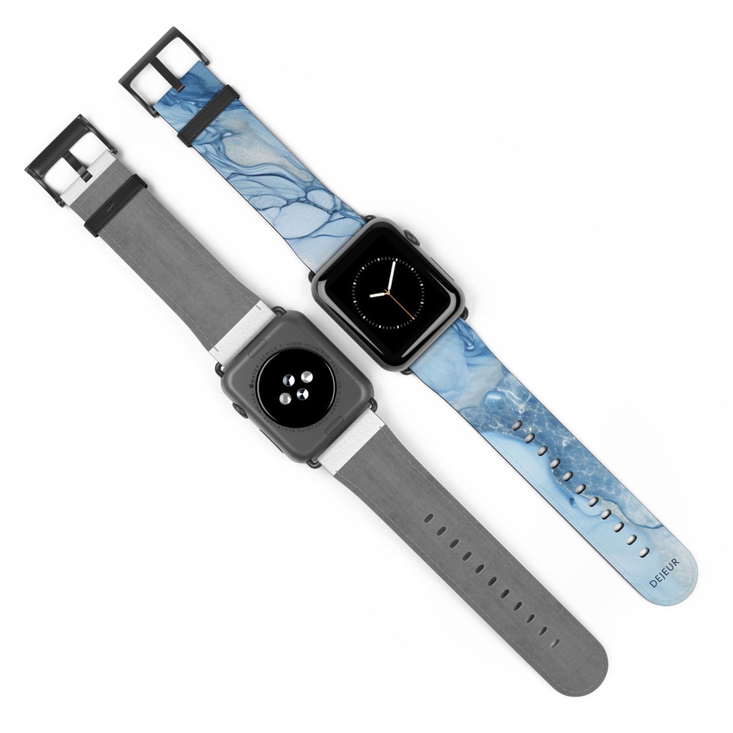 Sky Blue Marble - Leather Apple Watch Band