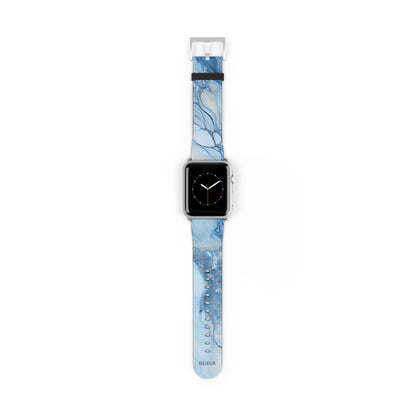 Sky Blue Marble - Leather Apple Watch Band